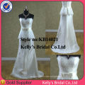 sweetheart neckline mock 2 pieces lace top and ivory satin trumpet skirt wedding dress